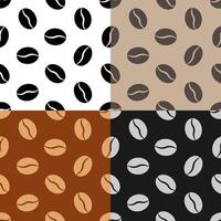 set of seamless patterns with Grain of coffee bean plant. Invigorating morning drink for great mood. Ornament for decoration and printing on fabric. Design element. image vector