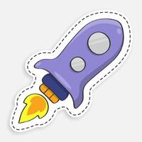 cartoon icon of doodle Flying space rocket. Flights to Mars, Moon and planets of solar system. Technologies for space exploration. isolated on white background vector