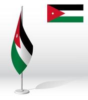 JORDAN flag on flagpole for registration of solemn event, meeting foreign guests. National independence day of JORDAN. Realistic 3D on white vector