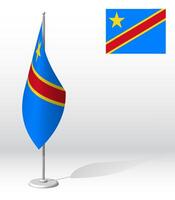 REPUBLIC OF CONGO Republic flag on flagpole for registration of solemn event, meeting foreign guests. National independence day of CONGO. Realistic 3D on white vector