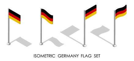isometric flag of Republic of GERMANY in static position and in motion on flagpole. 3d image vector