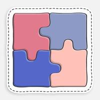 cartoon icon of doodle Pieces of puzzle are connected together. Teamwork. Combining efforts. Puzzle toy for children development. isolated on white background image vector