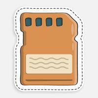 cartoon icon of doodle Memory card for storing information. Micro card for copying and transferring data. isolated on white background image vector