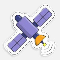 cartoon icon of doodle Satellite fly and transmit communication signal. Satellite communication and GPS navigation. isolated on white background image vector