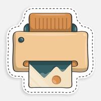 cartoon icon of doodle inkjet printer. Printing documents in office using copiers. isolated on white background image vector