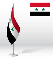 SYRIA flag on flagpole for registration of solemn event, meeting foreign guests. National independence day of SYRIA. Realistic 3D on white vector