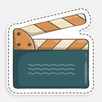 cartoon icon of doodle Clapper board for shooting film in open position. Assistant director. isolated on white background image vector