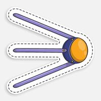 cartoon icon of doodle first satellite of earth. Space exploration begins. Cosmonautics Day at 12 April. isolated on white background image vector