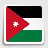 republic of JORDAN flag icon on paper square sticker with shadow. Button for mobile application or web. image vector