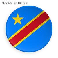 REPUBLIC OF CONGO flag icon in modern neomorphism style. Button for mobile application or web. on white background image vector