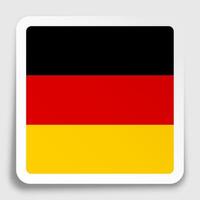 Federal Republic of Germany flag icon on paper square sticker with shadow. Button for mobile application or web. image vector