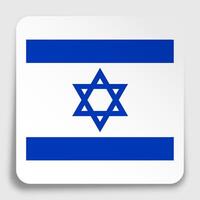 ISRAEL flag icon on paper square sticker with shadow. Button for mobile application or web. image vector
