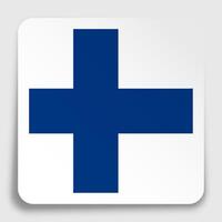 Finland flag icon on paper square sticker with shadow. Button for mobile application or web. image vector
