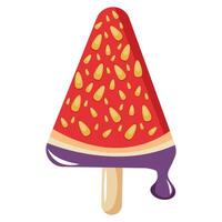 fruit ice cream triangle shape with fig design on a stick for packaging, textile or banner vector