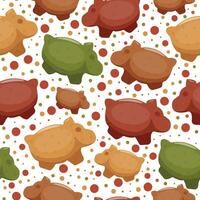 seamless pattern with dry cat food granules in the shape of pork, which means it's pork-flavored food, for a variety of design, polyraffy or packaging vector
