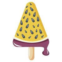 fruit ice cream triangle shape with passion fruit design on a stick for packaging, textile or banner vector
