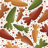 seamless pattern with dry cat food granules in the shape of a carrot, which means it's a carrot-flavored food, for a variety of design, polyraffy or packaging vector