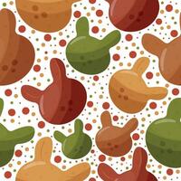 seamless pattern with dry cat food pellets in the shape of a rabbit, which means it's a rabbit-flavored food, for a variety of design, polyraffy or packaging vector