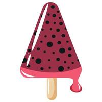 fruit ice cream triangle shape with pink pitaya design on a stick for packaging, textile or banner vector