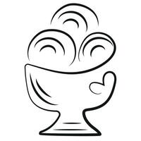 ice cream logo, namely three balls in a transparent cup in line art style vector