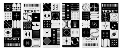 Ticket templates in retro brutal y2k style vector