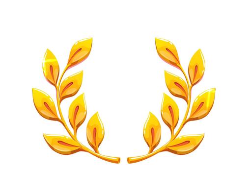 Golden laurel wreath badge for game asset award