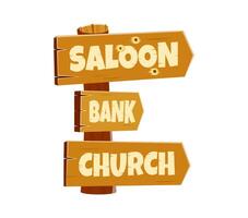 Letter e as wild west signpost with cowboy font vector