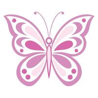 Stylized butterfly logo, pink and white color scheme, symmetrical design, ornate wing patterns, vector