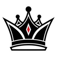 Crown logo, minimalist design, black and white with red accent, stylized royal symbol, sharp edges vector