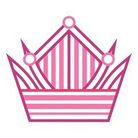 Pink crown icon, geometric design, minimalist, royal symbol, striped pattern, line art, graphic, vector