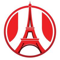 the eiffel tower in a red circle vector