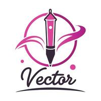 Logo design, graphic pen tool, pink and purple color scheme, circular emblem, swoosh elements, text, minimalist typography, digital art concept, creative brandi vector