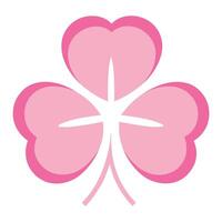 Pink clover, heart-shaped petals, geometric design, minimalist illustration, soft pastel colors, symmetrical composition, vector