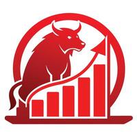 Angry Bull trading with computer, Bullist in Stock market and Crypto currency vector