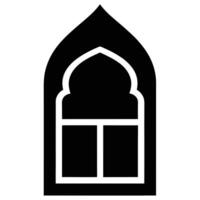 Islamic architecture, mosque window, black and white silhouette, minimalist design, geometric shape, arched doorway vector