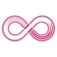 Infinity symbol, pink gradient, minimalist design, abstract logo, curved lines, symmetrical shape, endless loop vector