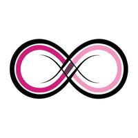 Infinity symbol, pink and magenta gradient, black outline, minimalist design, geometric shape vector