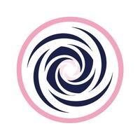 Spiral logo design, navy blue and pink color scheme, minimalist, clean lines, swirling pattern, vector