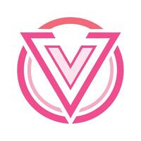 Logo design, geometric shapes, pink and white color scheme, minimalist, abstract, triangular V shape vector