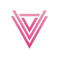 Geometric logo design, pink triangular shape, minimalist, abstract, symmetrical, corporate identity, sharp angles, vector