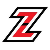 Logo design, stylized letter Z, bold black outline, red interior, geometric, minimalist, sharp angles, abstract, modern, striking, iconic, simple, clean lines, graphic design, brand ident vector