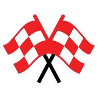 Racing flags, checkered pattern, red and white, crossed flags, motorsport symbol, simplified graphic design vector