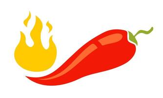 Red hot chilli pepper with fire vector