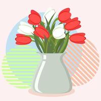 Spring Tulip Flowers Bouquet in Vase vector