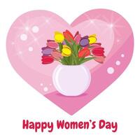 Spring Tulip Flowers Bouquet Heart Greeting Card vector