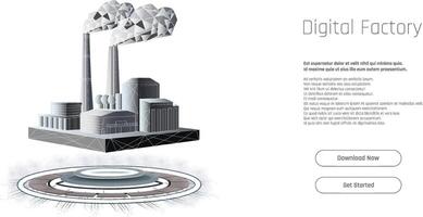 Modern digital factory showcasing industrial innovation and efficiency in a futuristic design with environmental considerations vector