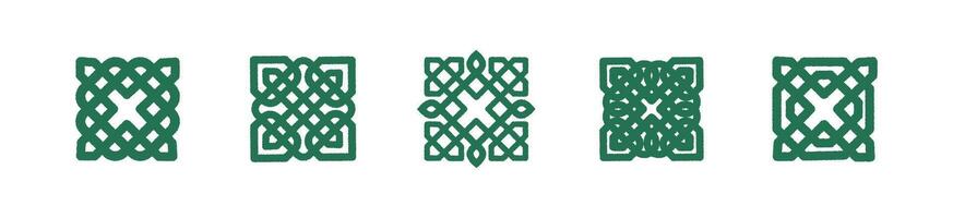 Celtic knot set. Five Norse designs in traditional interwoven style, perfect for adding a touch of ancient mystique to graphic design, tattoos, patterns, and decorations. vector