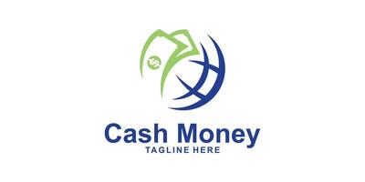 logo design combination of money and globe, symbol for investment, bank, exchange, financial, icon, idea, creative. vector