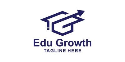 logo design combination of graduation cap and arrow, symbol for education, financial, growth, icon, idea, creative. vector
