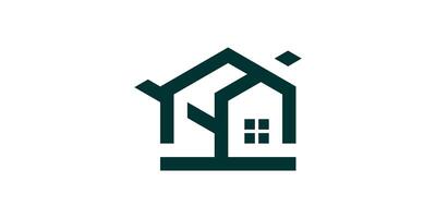 logo design combination of house and tree, symbol for green house, nature, building, icon, idea, creative. vector